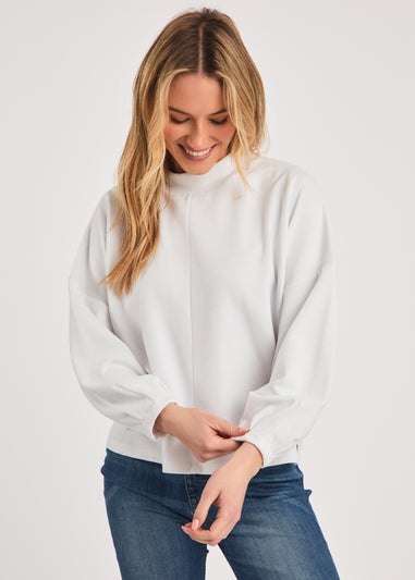French Connection White Long Sleeve Turtle Neck Soft Top