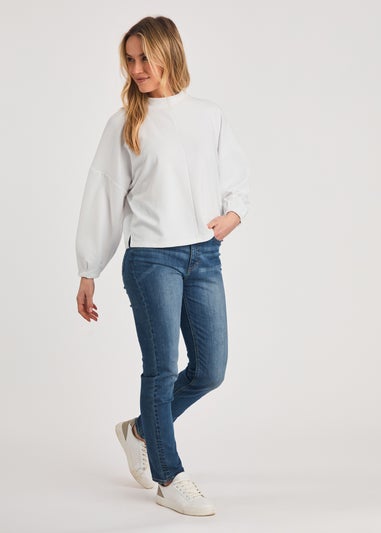 French Connection White Long Sleeve Turtle Neck Soft Top