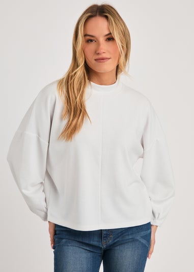 French Connection White Long Sleeve Turtle Neck Soft Top