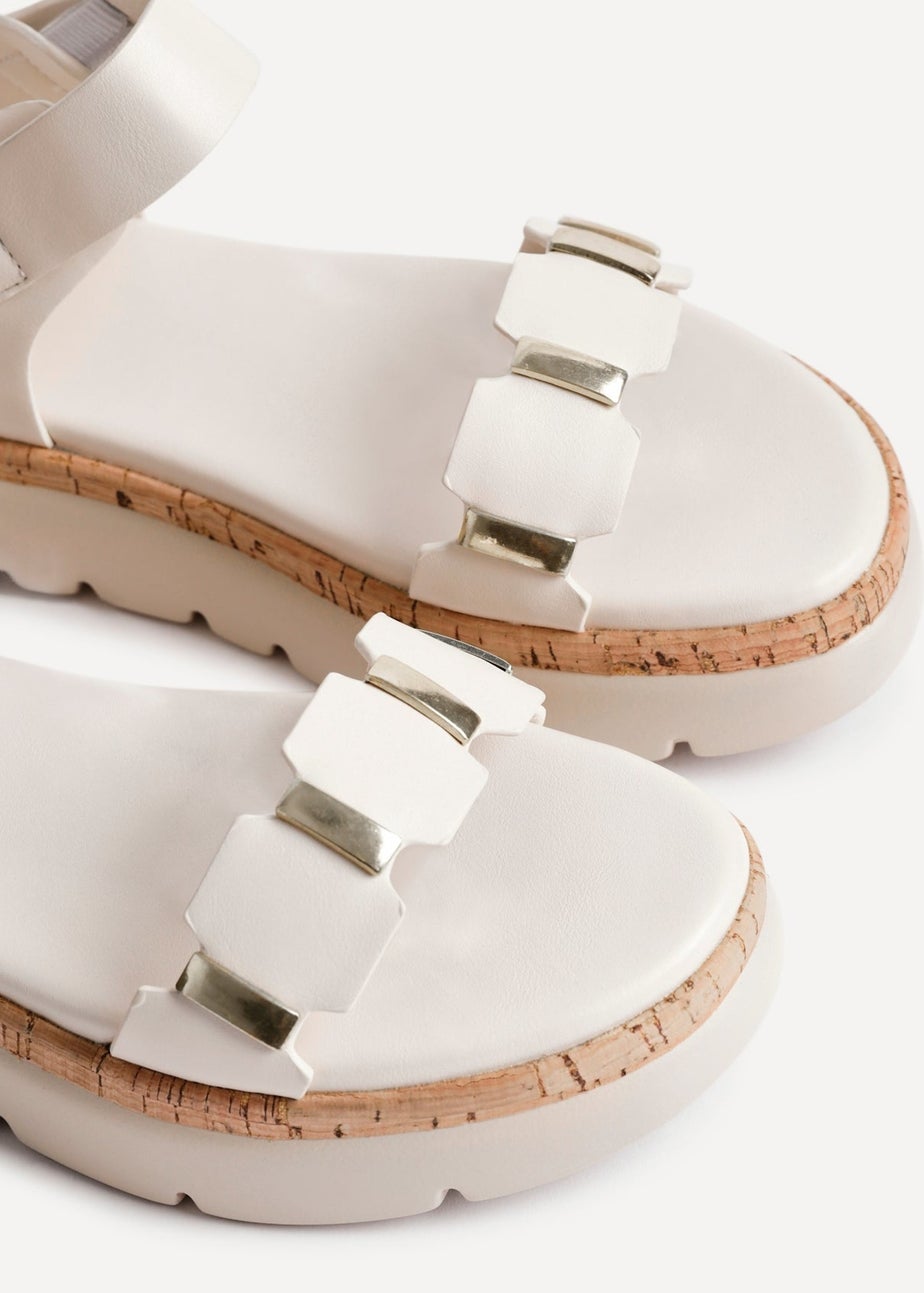 Linzi Stride Sand Faux Leather Flatform Sandal