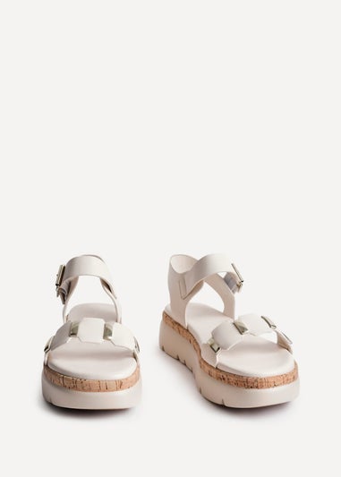 Linzi Stride Sand Faux Leather Flatform Sandal