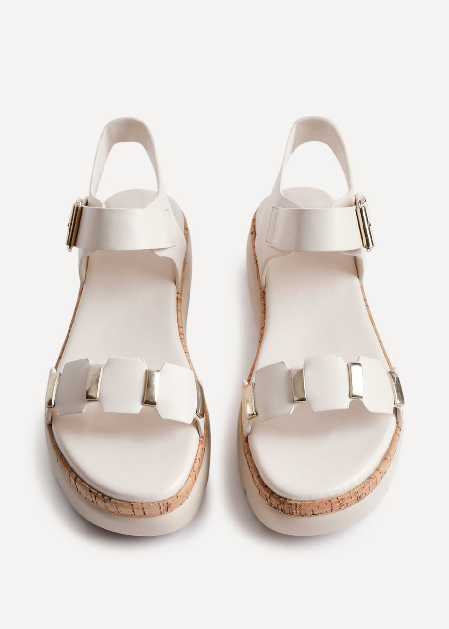 Linzi Stride Sand Faux Leather Flatform Sandal