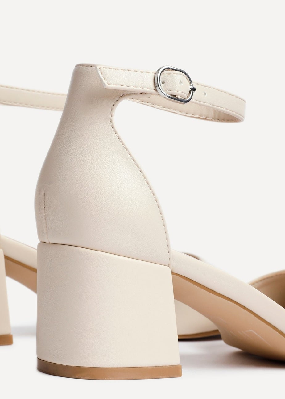 Linzi Maddie Sand Faux Leather Closed Back Block Heeled Sandals