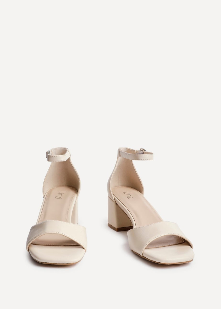 Linzi Maddie Sand Faux Leather Closed Back Block Heeled Sandals