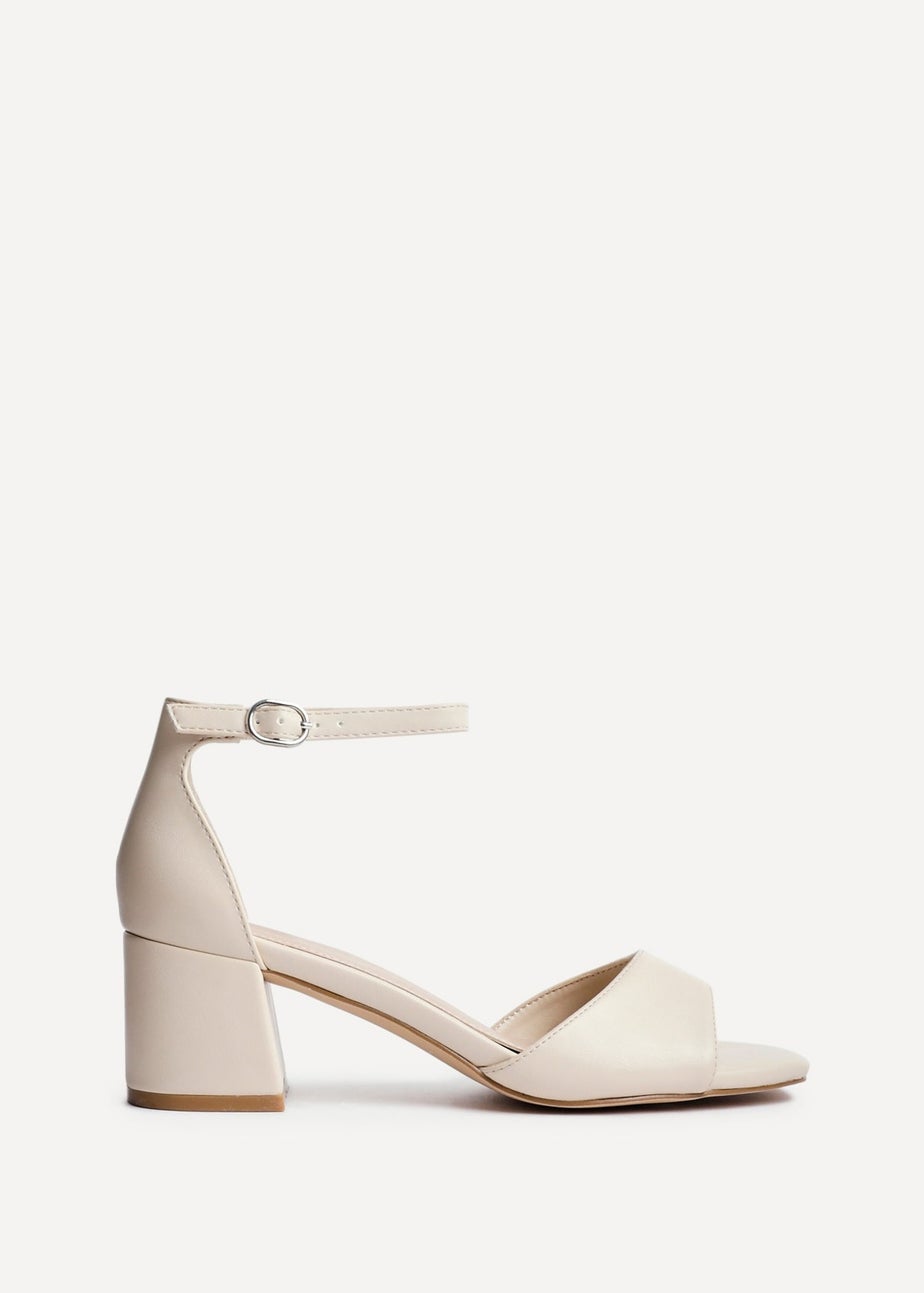 Linzi Maddie Sand Faux Leather Closed Back Block Heeled Sandals