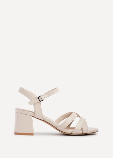 Linzi Flair Sand Faux Leather Heeled Sandals