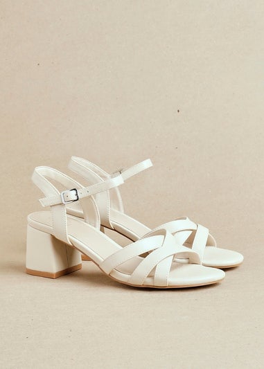 Linzi Flair Sand Faux Leather Heeled Sandals