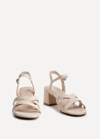 Linzi Flair Sand Faux Leather Heeled Sandals