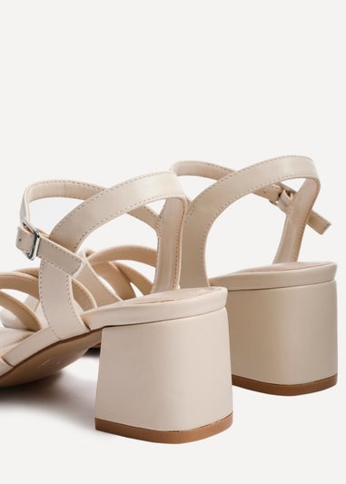 Linzi Flair Sand Faux Leather Heeled Sandals