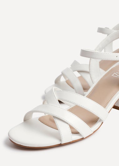 Linzi Flair White Faux Leather Heeled Sandals