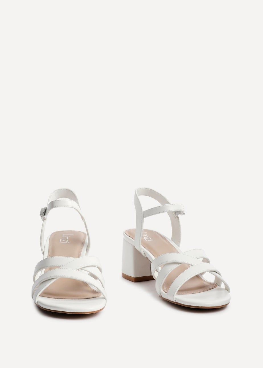 Linzi Flair White Faux Leather Heeled Sandals