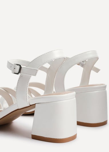 Linzi Flair White Faux Leather Heeled Sandals