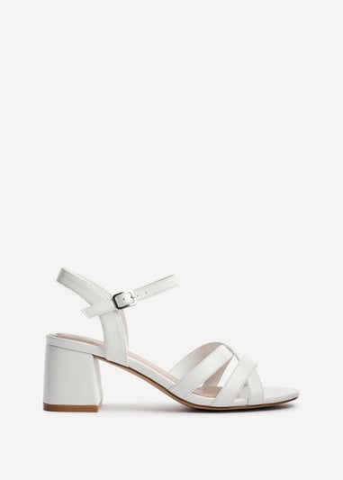 Linzi Flair White Faux Leather Heeled Sandals