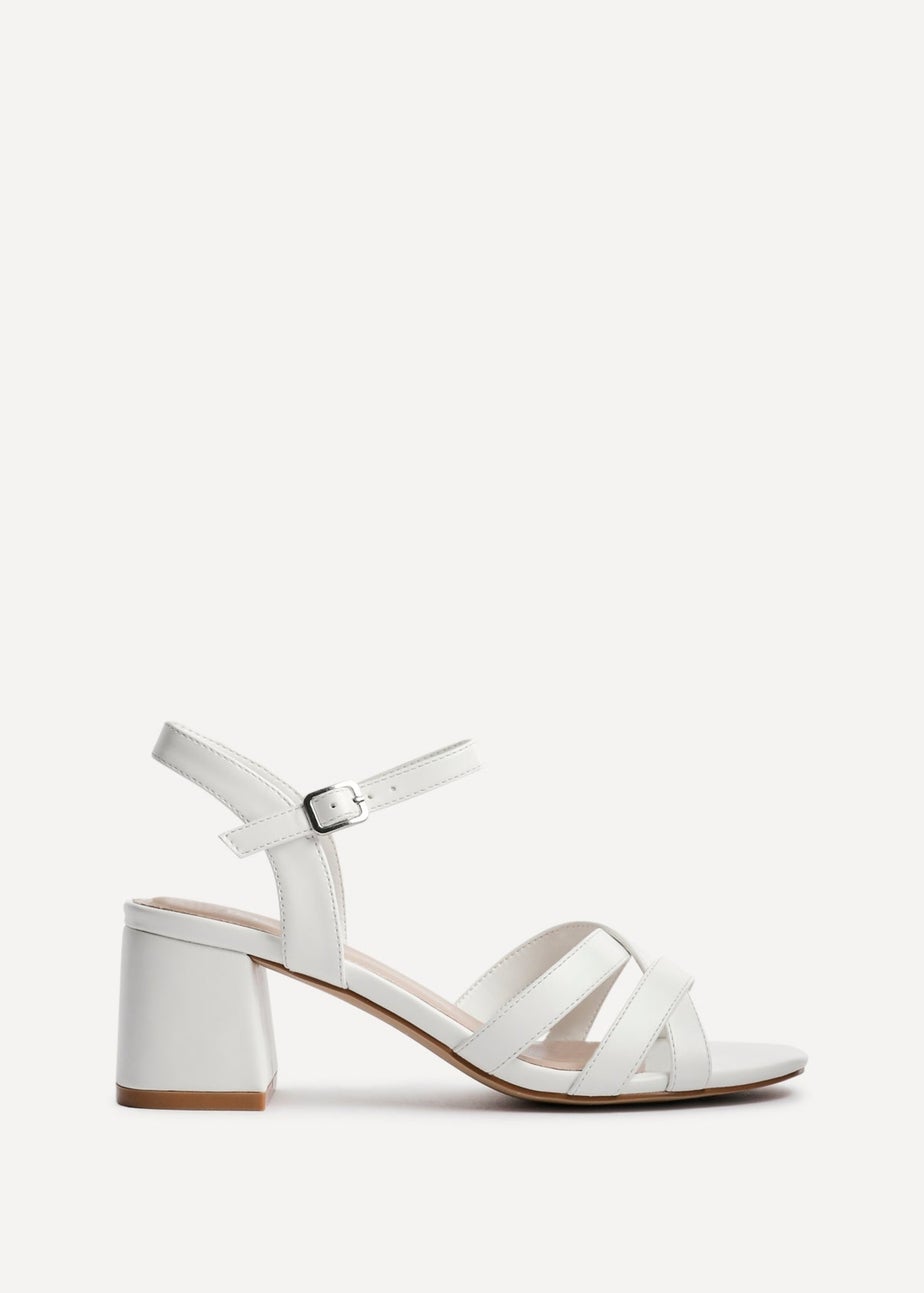 Linzi Flair White Faux Leather Heeled Sandals