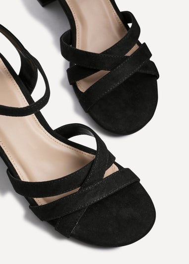 Linzi Flair Black Faux Suede Heeled Sandals