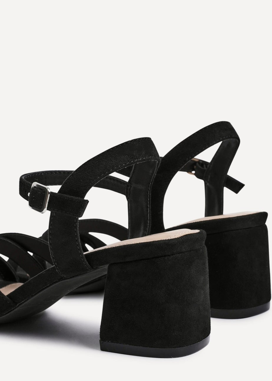 Linzi Flair Black Faux Suede Heeled Sandals