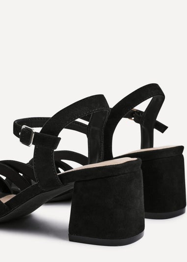 Linzi Flair Black Faux Suede Heeled Sandals