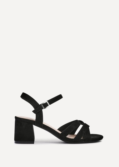 Linzi Flair Black Faux Suede Heeled Sandals