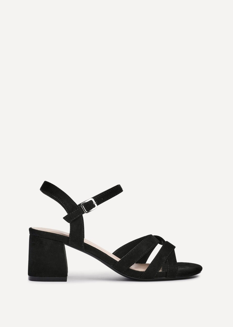 Linzi Flair Black Faux Suede Heeled Sandals