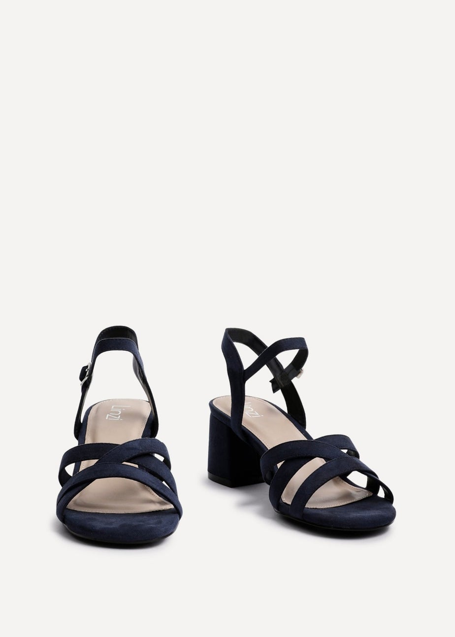 Linzi Flair Navy Faux Suede Heeled Sandals