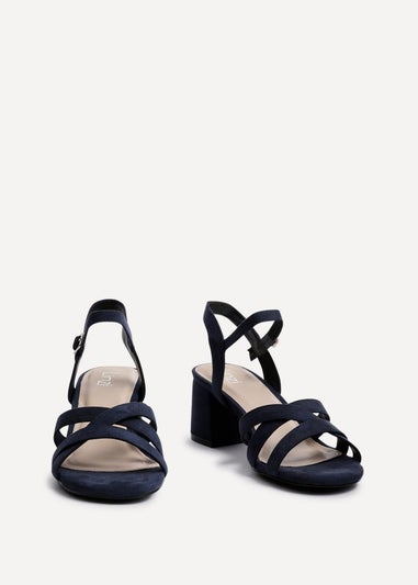Linzi Flair Navy Faux Suede Heeled Sandals