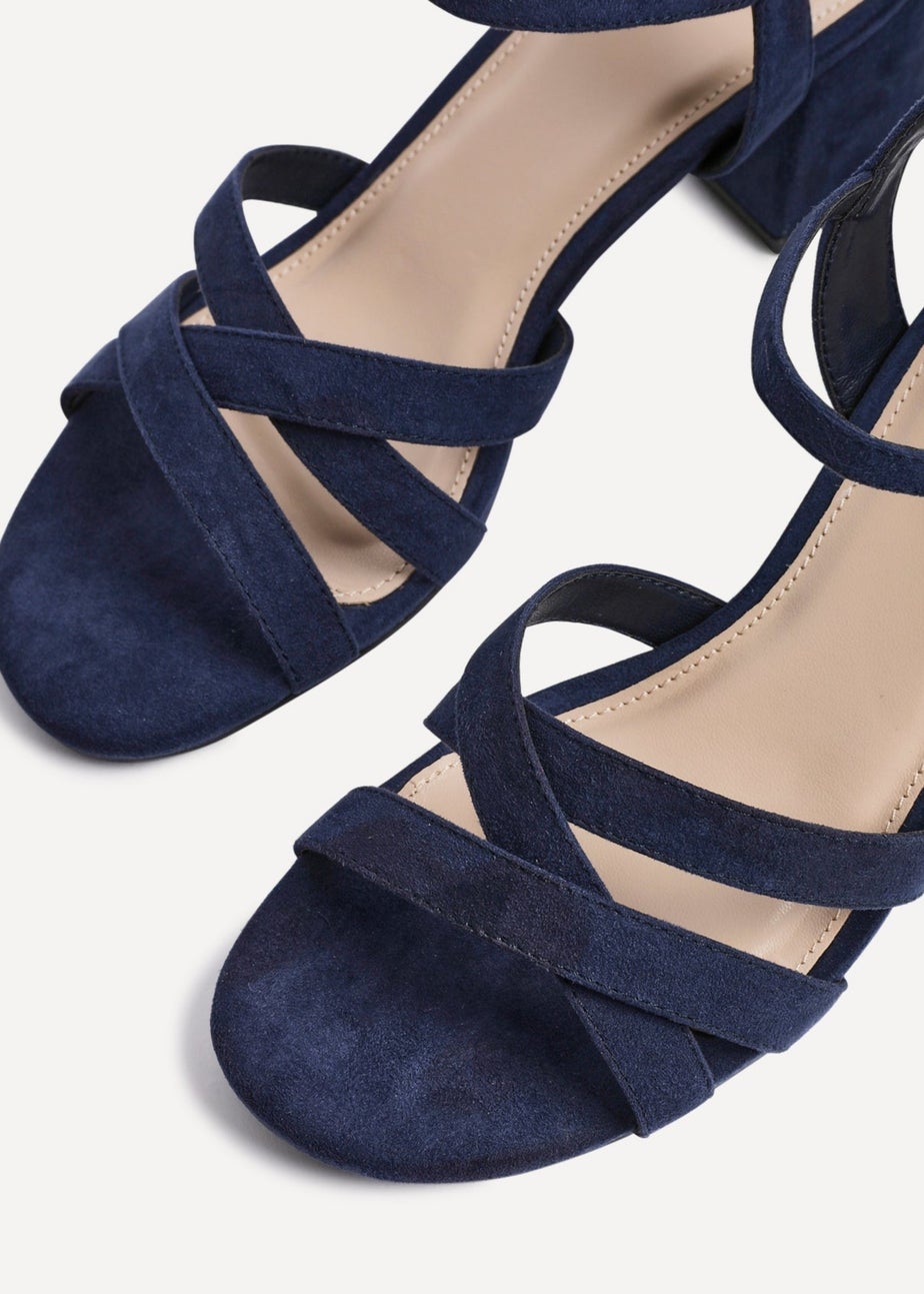 Linzi Flair Navy Faux Suede Heeled Sandals