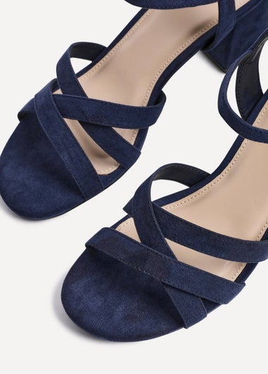 Linzi Flair Navy Faux Suede Heeled Sandals