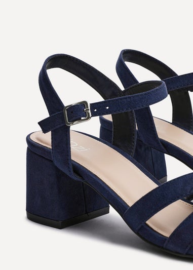 Linzi Flair Navy Faux Suede Heeled Sandals