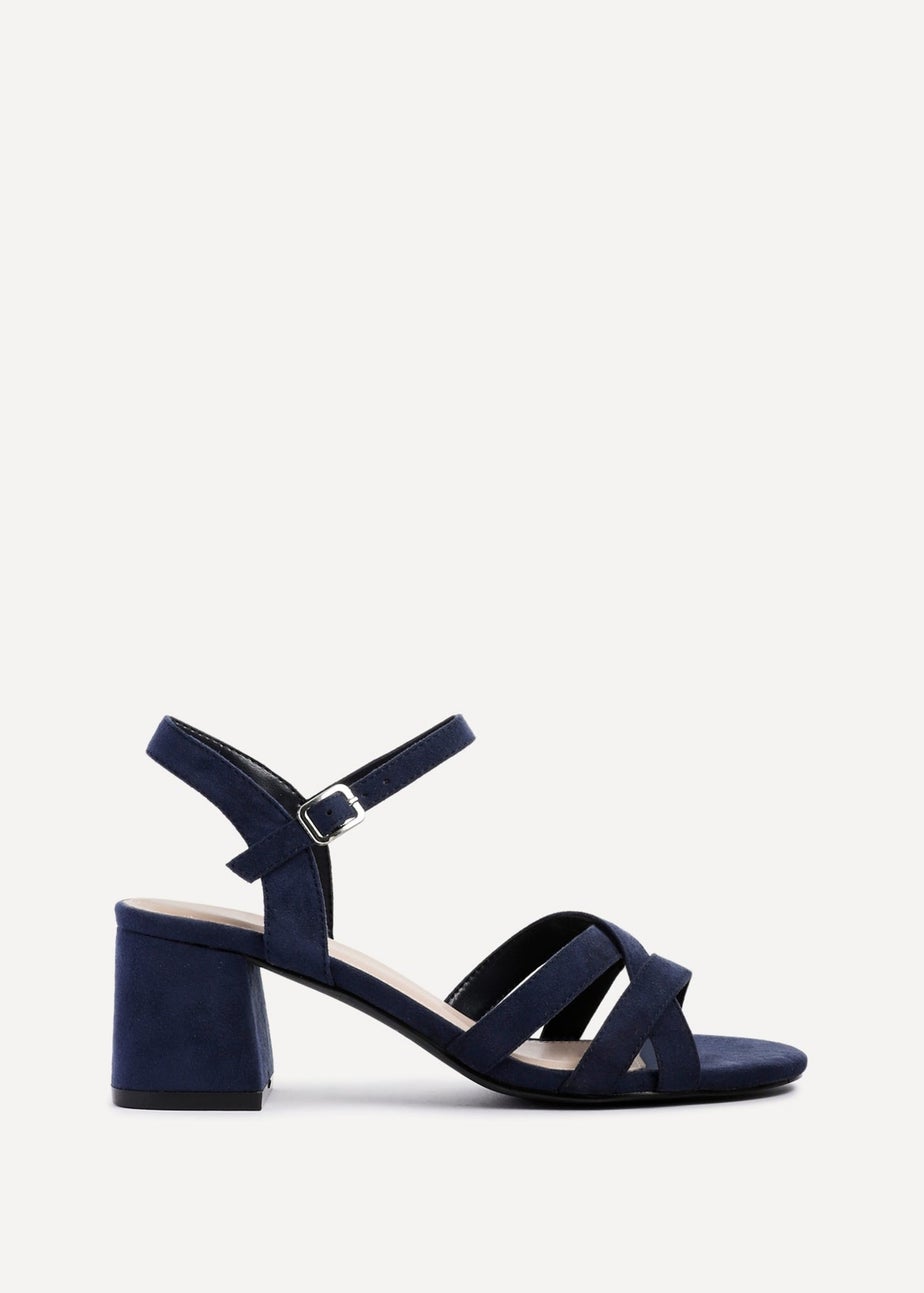 Linzi Flair Navy Faux Suede Heeled Sandals