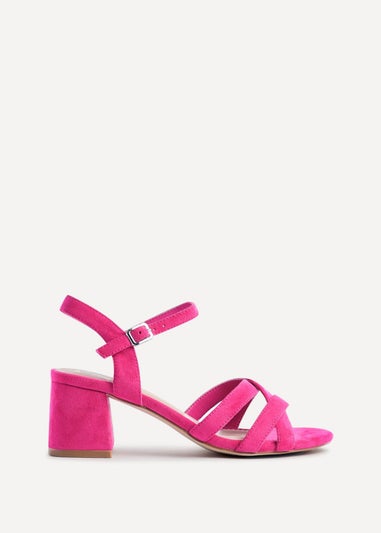 Linzi Flair Hot Pink Faux Suede Heeled Sandals