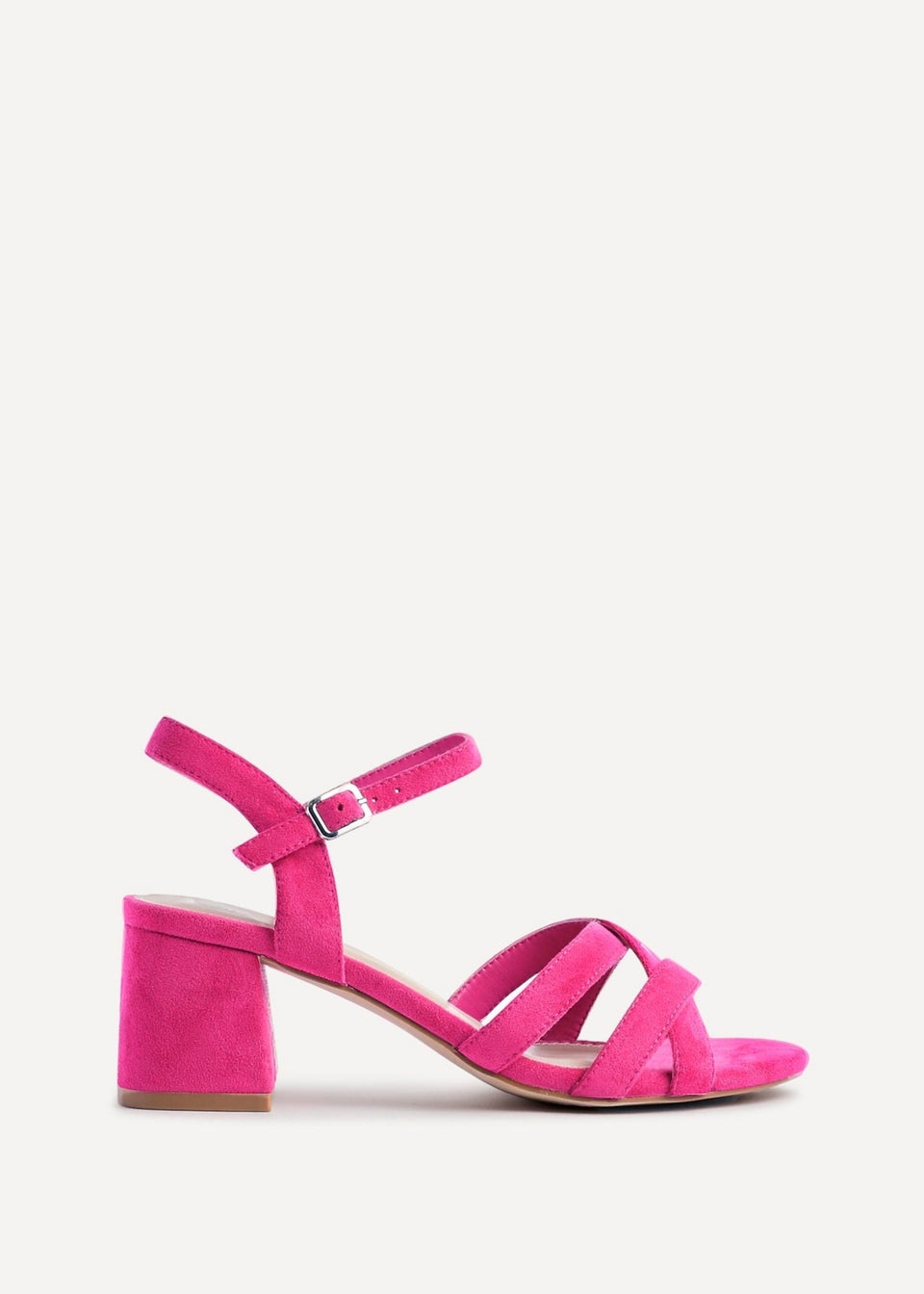 Linzi Flair Hot Pink Faux Suede Heeled Sandals
