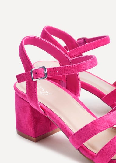 Linzi Flair Hot Pink Faux Suede Heeled Sandals