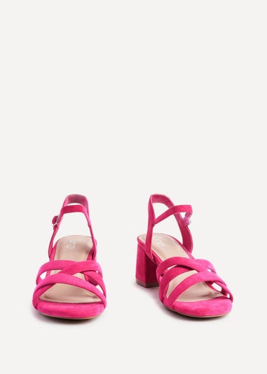 Linzi Flair Fuchsia Faux Suede Crossover Heeled Sandals