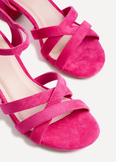 Linzi Flair Hot Pink Faux Suede Heeled Sandals