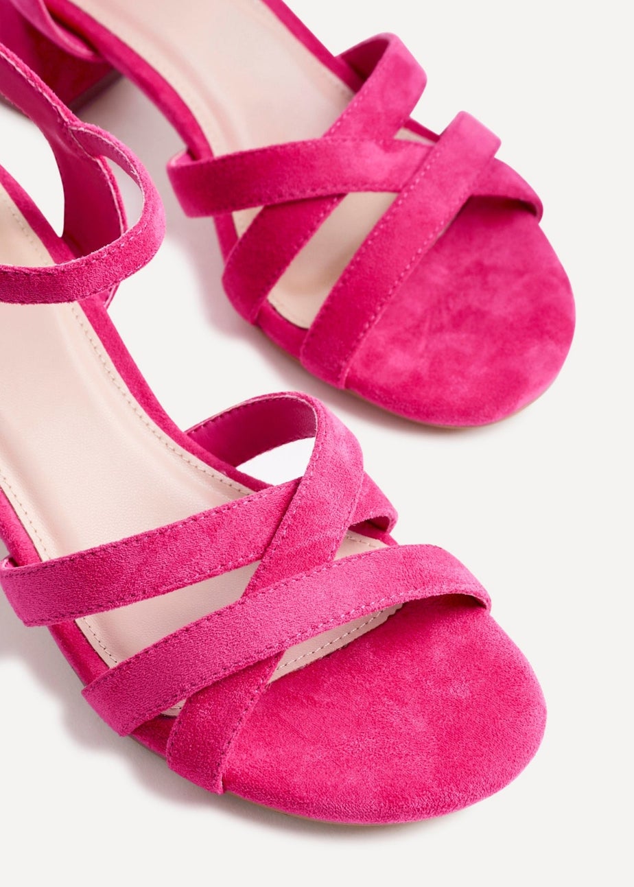 Linzi Flair Hot Pink Faux Suede Heeled Sandals