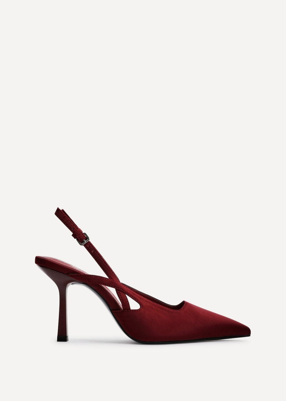 Linzi Rhea Burgundy Scuba Sling Back Court Heels