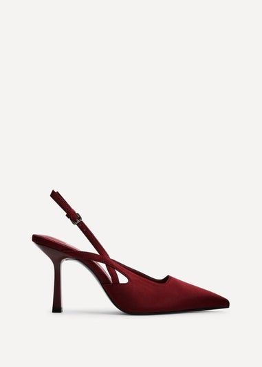 Linzi Rhea Burgundy Scuba Sling Back Court Heels