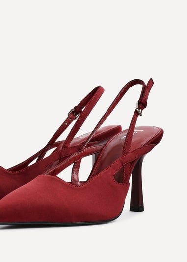 Linzi Rhea Burgundy Scuba Sling Back Court Heels
