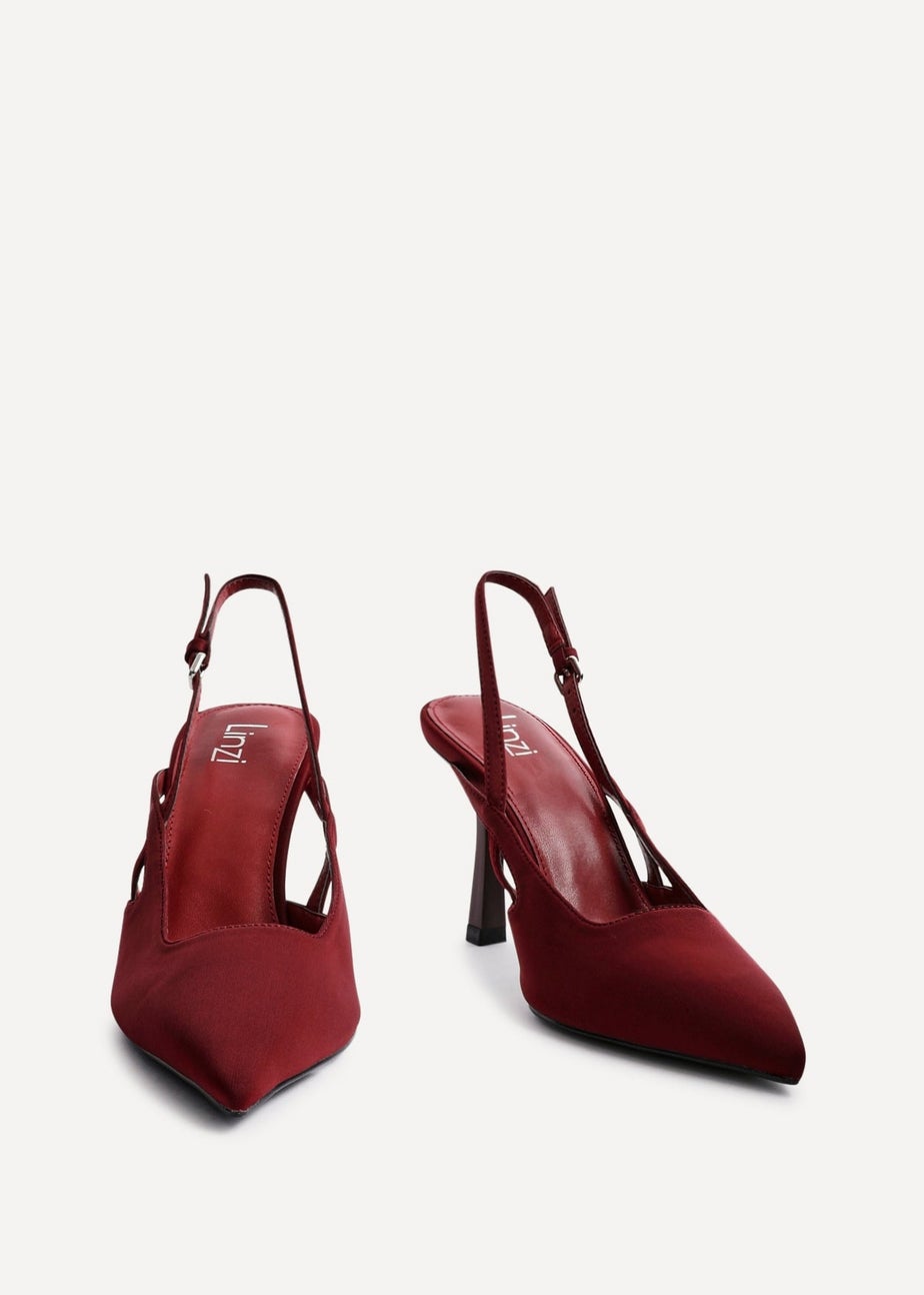 Linzi Rhea Burgundy Scuba Sling Back Court Heels