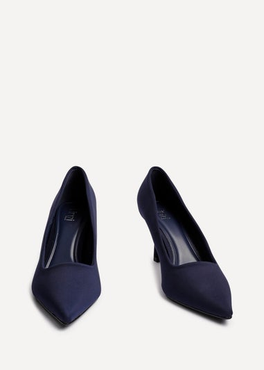 Linzi Kat Navy Scuba Leather Court Heels
