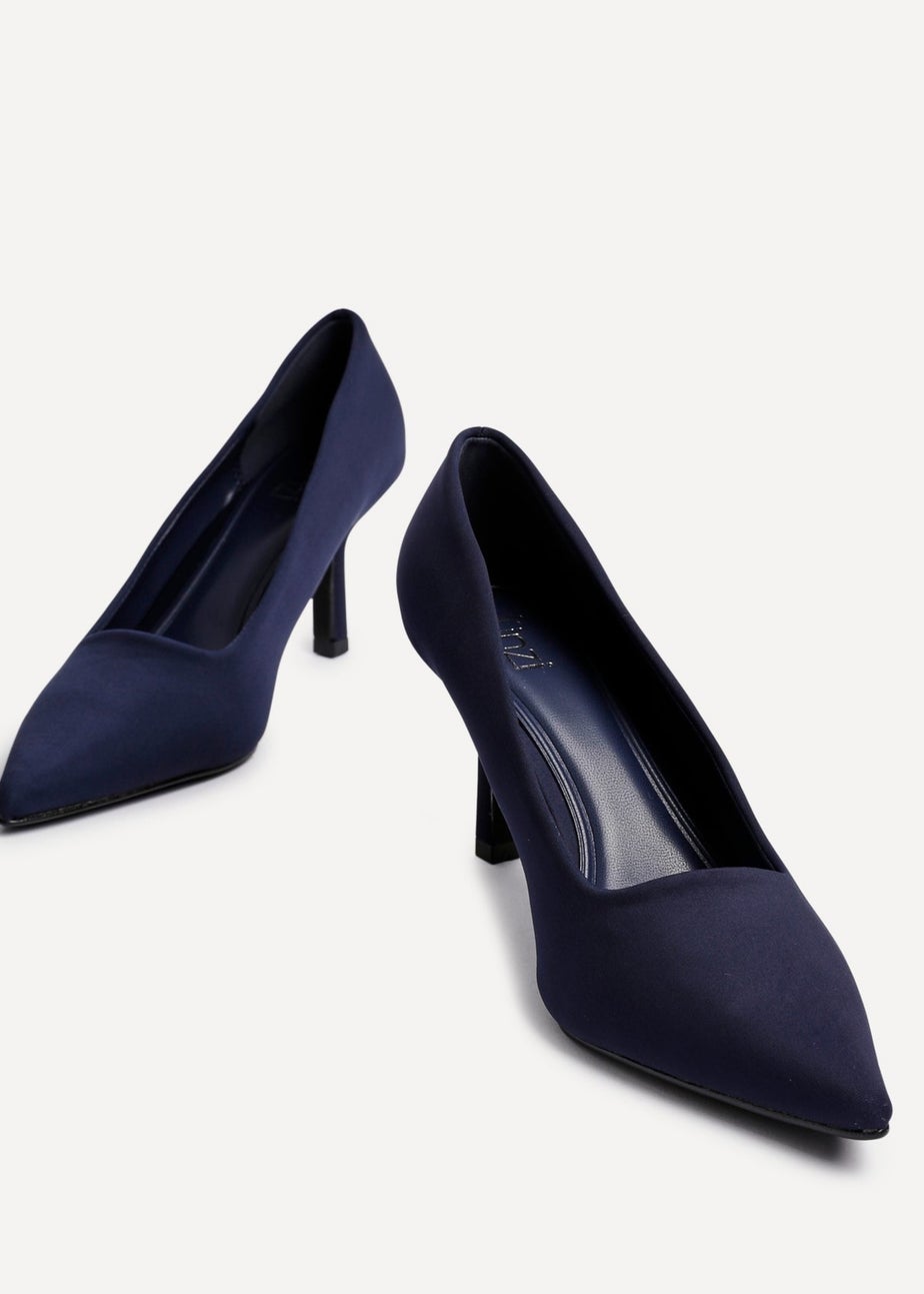 Linzi Kat Navy Scuba Leather Court Heels