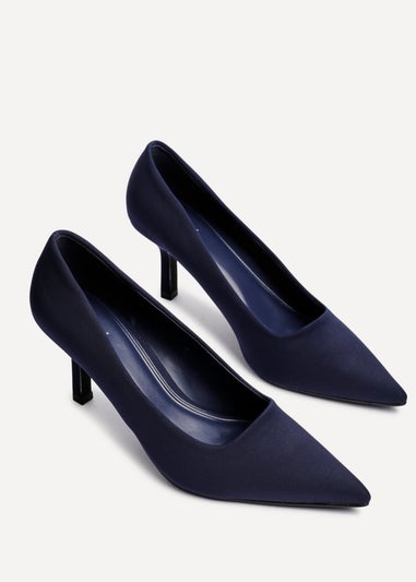 Linzi Kat Navy Scuba Leather Court Heels