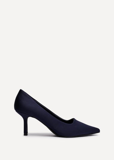 Linzi Kat Navy Scuba Leather Court Heels