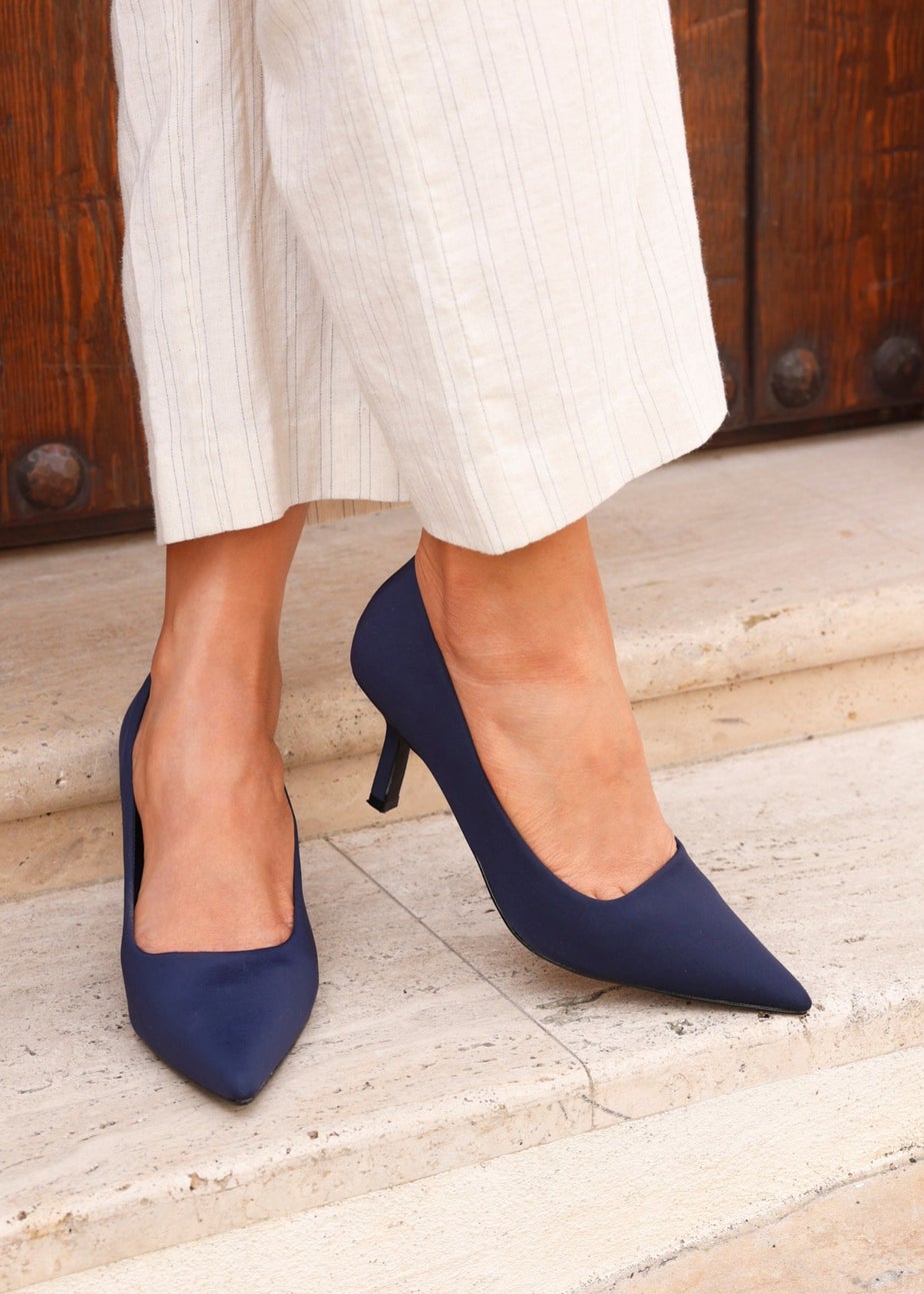 Linzi Kat Navy Scuba Leather Court Heels