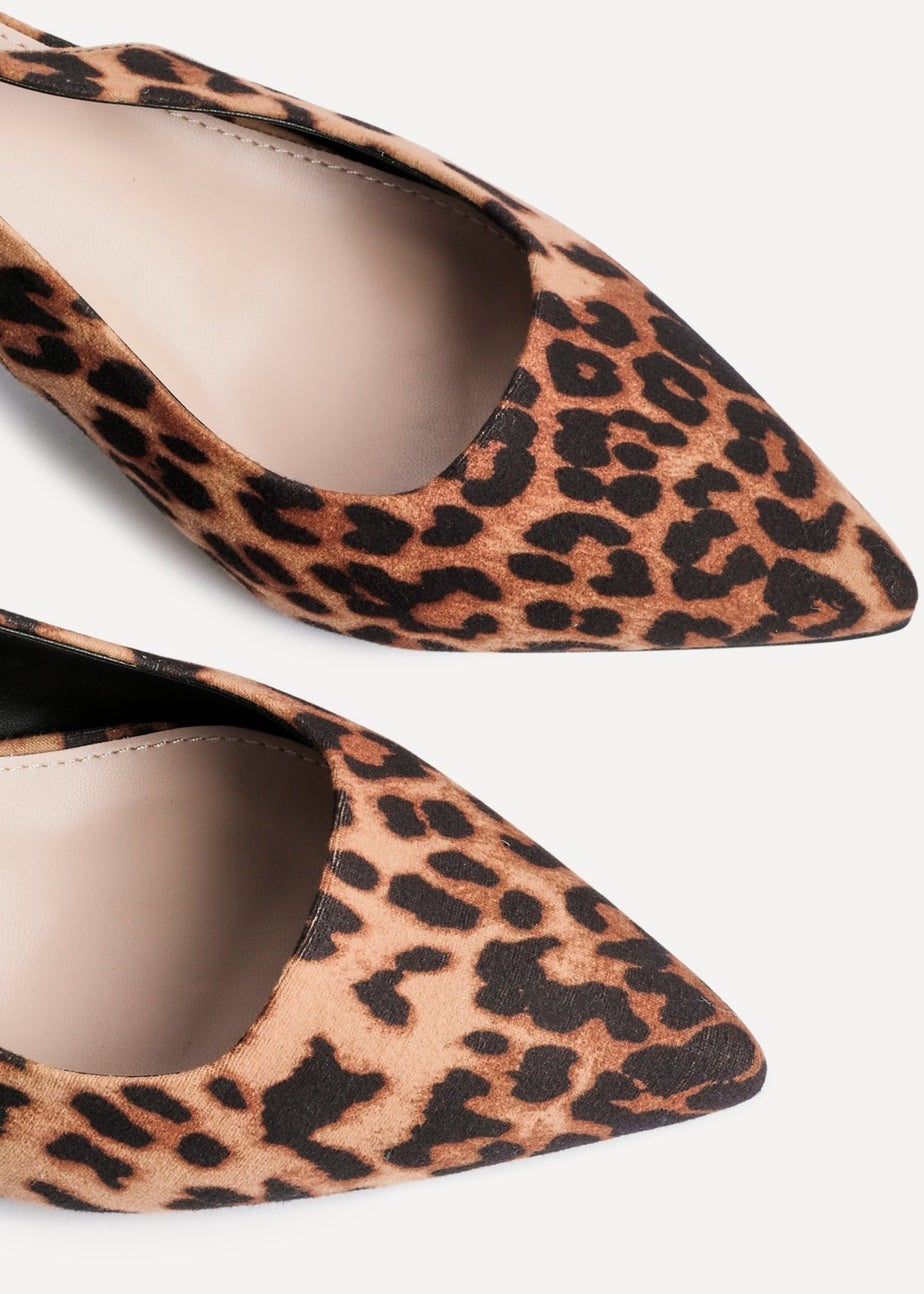 Linzi Izzie Multi Wide Fit Leopard Print Sling Back Low Court Heel