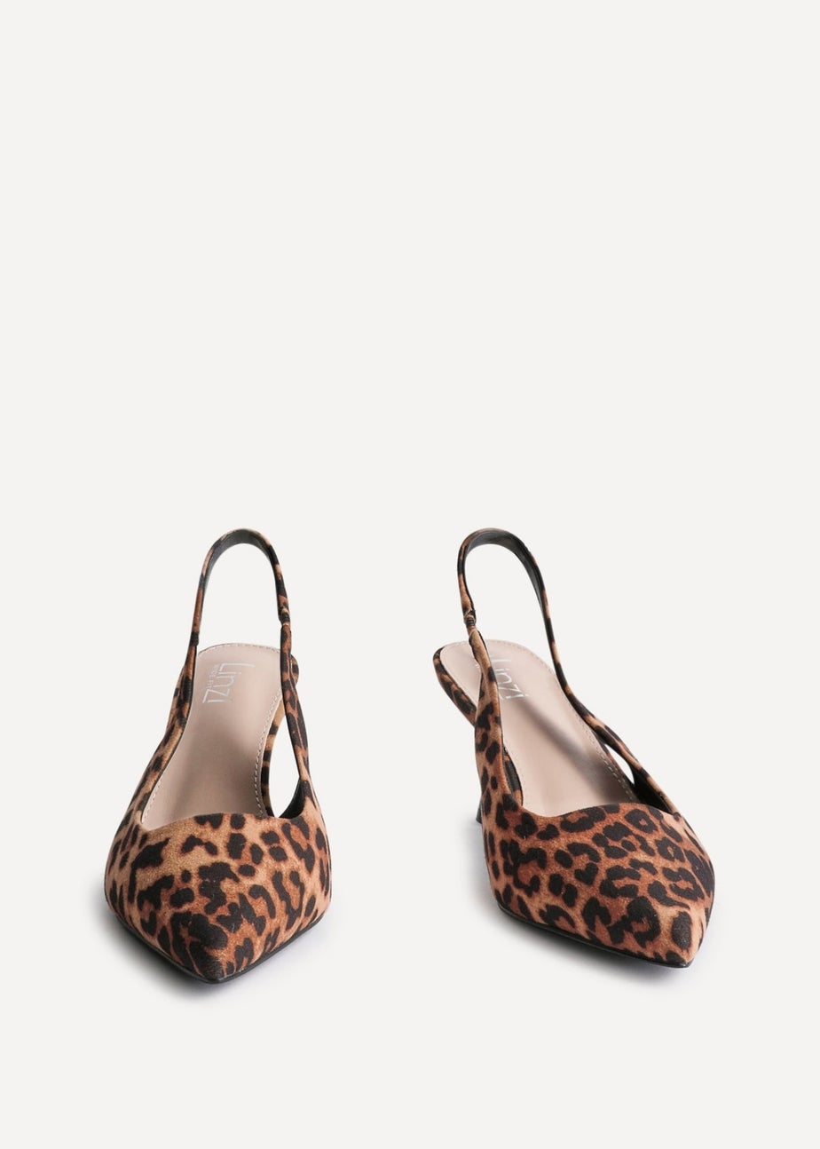 Linzi Izzie Multi Wide Fit Leopard Print Sling Back Low Court Heel