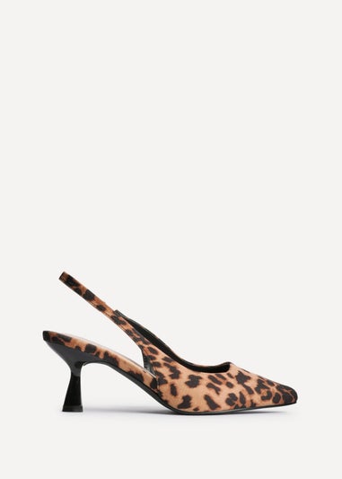 Linzi Izzie Multi Wide Fit Leopard Print Sling Back Low Court Heel