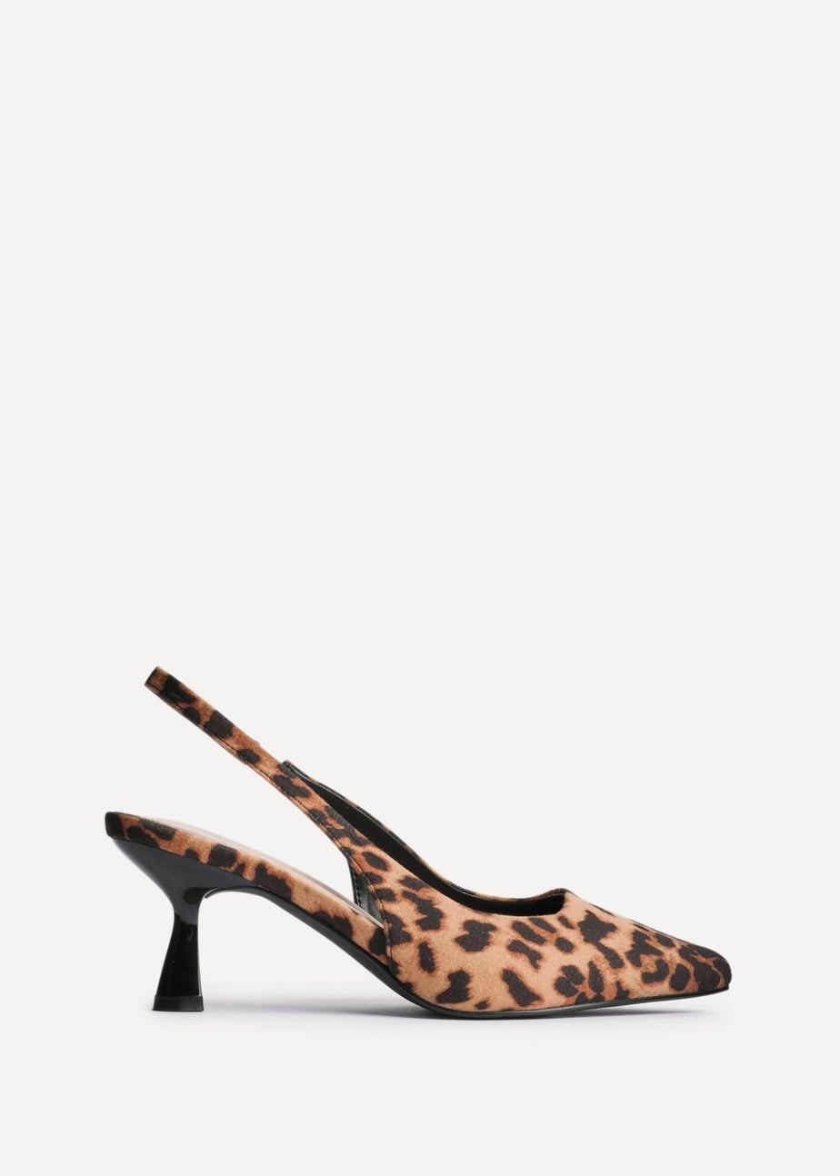 Linzi Izzie Multi Wide Fit Leopard Print Sling Back Low Court Heel