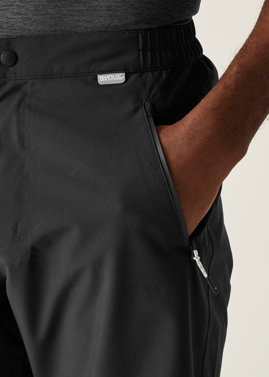 Regatta Black Highton Stretch Waterproof Breathable Isotex Stretch Overtrousers
