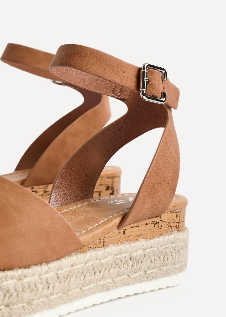 Linzi Paradise Tan Nubuck Espadrille Flatform Sandals